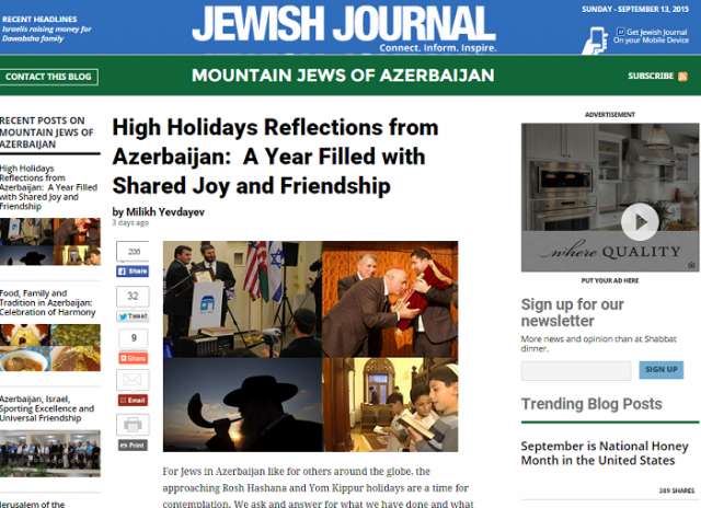 Jewish Journal: High Holidays Reflections from Azerbaijan
